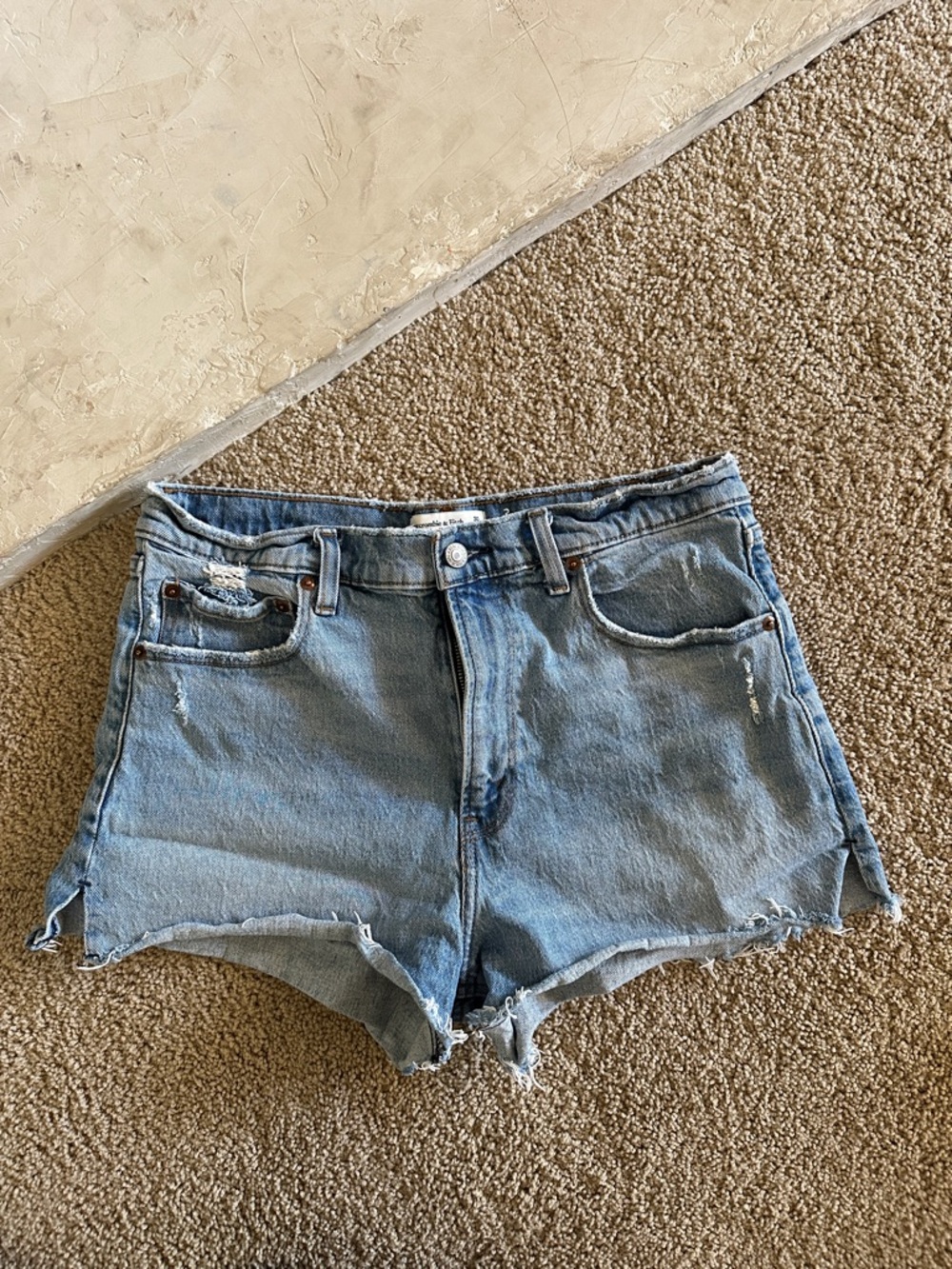 Abercrombie & Fitch Light Blue Distressed Denim Shorts